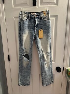 Vibrant Distressed Acid Wash Jeans - Light Blue, size: 3, NWT